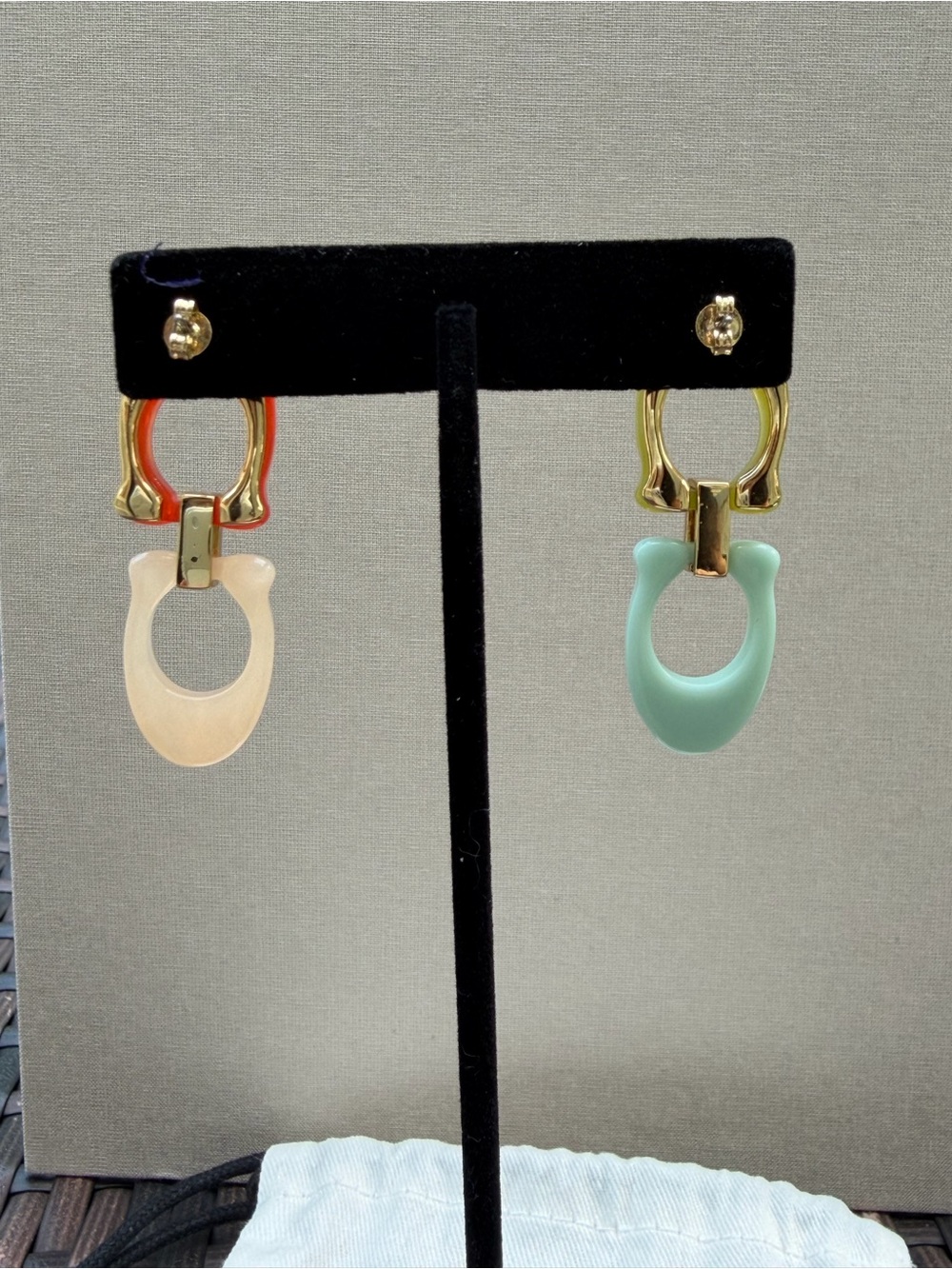 Coach Colorblock Resin Drop Earrings — Green/Red Mix - Picture 11 of 11